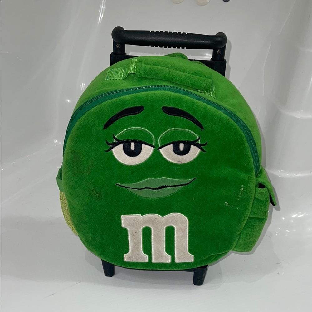 Green M&M Rolling Backpack